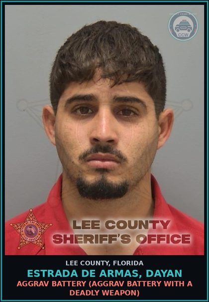 CCW arrest card for ESTRADA DE ARMAS, DAYAN in Lee County: PUBLIC ORDER CRIMES  (CRIMINAL CONSPIRACY FELONY 3RD RANKED LVL 3-10)