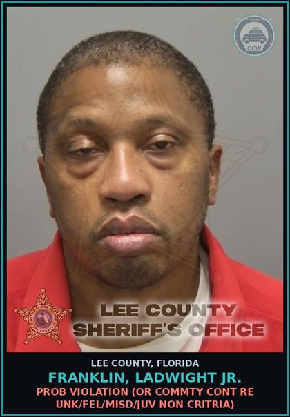 CCW arrest card for FRANKLIN, LADWIGHT JR. in Lee County: PROB VIOLATION  (OR COMMTY CONT RE UNK/FEL/MISD/JUV NON CRITRIA)