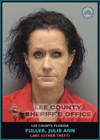 CCW arrest card for FULLER, JULIE ANN in Lee County: LARC  (OTHER THEFT)