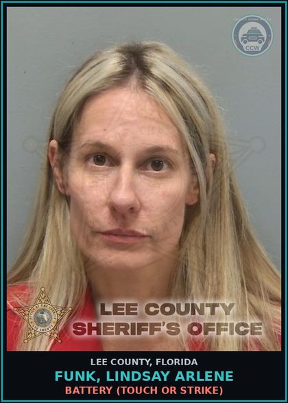 CCW arrest card for FUNK, LINDSAY ARLENE in Lee County: BATTERY  (TOUCH OR STRIKE)