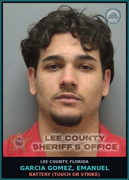 CCW arrest card for GARCIA GOMEZ, EMANUEL in Lee County: BATTERY  (TOUCH OR STRIKE)