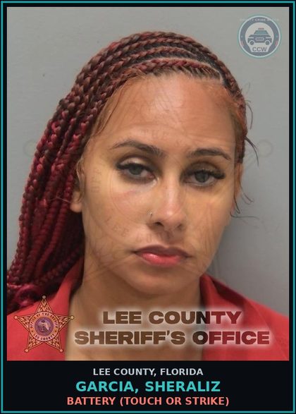 CCW arrest card for GARCIA, SHERALIZ in Lee County: BATTERY  (TOUCH OR STRIKE)