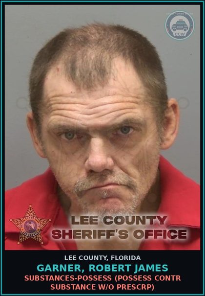 CCW arrest card for GARNER, ROBERT JAMES in Lee County: DRUGS-POSSESS  (POSSESS contr substance W/O PRESCRIPTION)