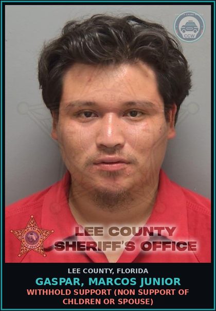 CCW arrest card for GASPAR, MARCOS JUNIOR in Lee County: WITHHOLD SUPPORT  (NON SUPPORT OF CHILDREN OR SPOUSE)