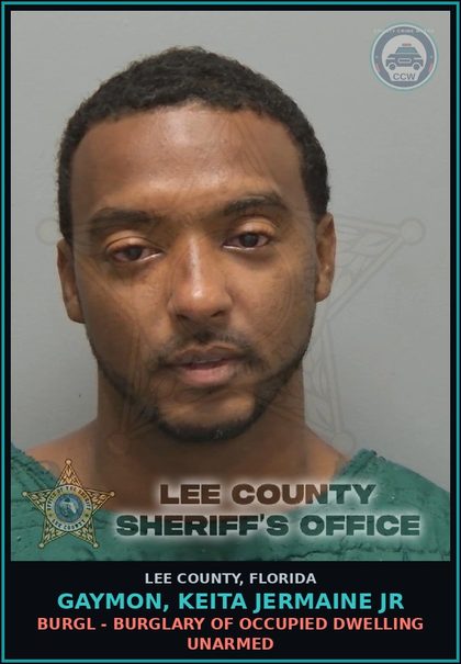CCW arrest card for GAYMON, KEITA JERMAINE JR in Lee County, Florida: DRUGS-POSSESS - POSSESS contr substance W/O PRESCRIPTION