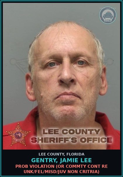 CCW arrest card for GENTRY, JAMIE LEE in Lee County: PROB VIOLATION  (OR COMMTY CONT RE UNK/FEL/MISD/JUV NON CRITRIA)