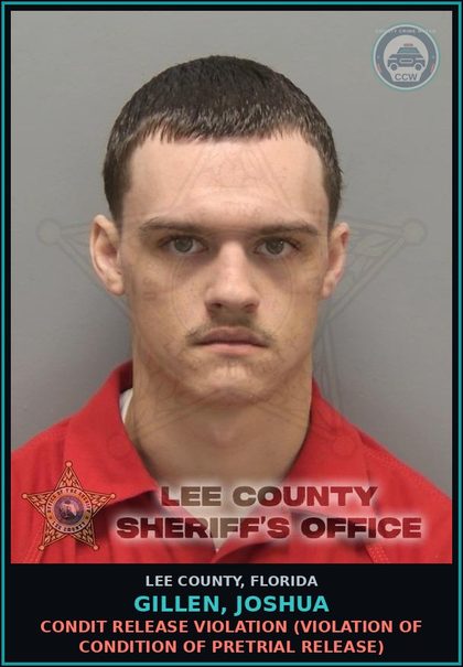 CCW arrest card for GILLEN, JOSHUA in Lee County: CONDIT RELEASE VIOLATION  (VIOLATION OF CONDITION OF PRETRIAL RELEASE)