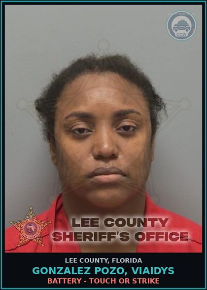 CCW arrest card for GONZALEZ POZO, VIAIDYS in Lee County: BATTERY - TOUCH OR STRIKE