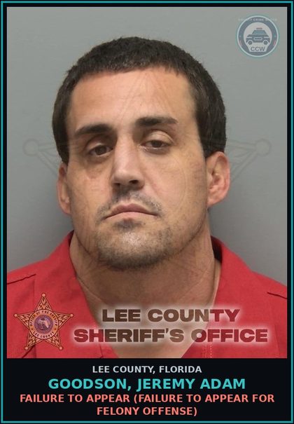 CCW arrest card for GOODSON, JEREMY ADAM in Lee County: DRUGS-POSSESS  (POSSESS contr substance W/O PRESCRIPTION)