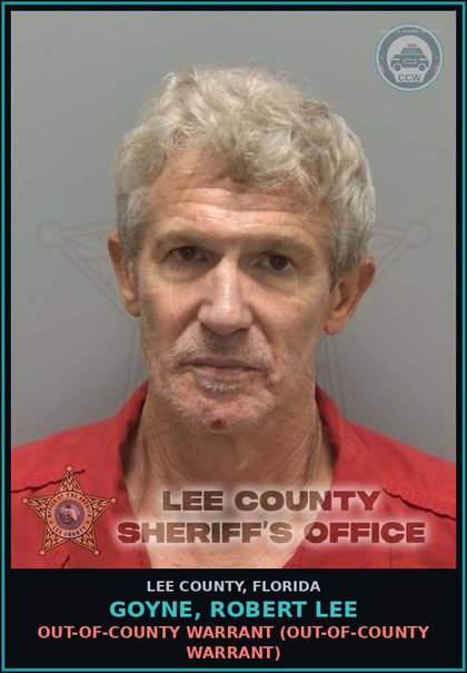 CCW arrest card for GOYNE, ROBERT LEE in Lee County: OUT-OF-COUNTY WARRANT  (OUT-OF-COUNTY WARRANT)