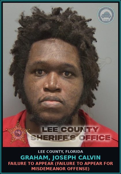 CCW arrest card for GRAHAM, JOSEPH CALVIN in Lee County: FAILURE TO APPEAR  (FAILURE TO APPEAR FOR MISDEMEANOR OFFENSE)