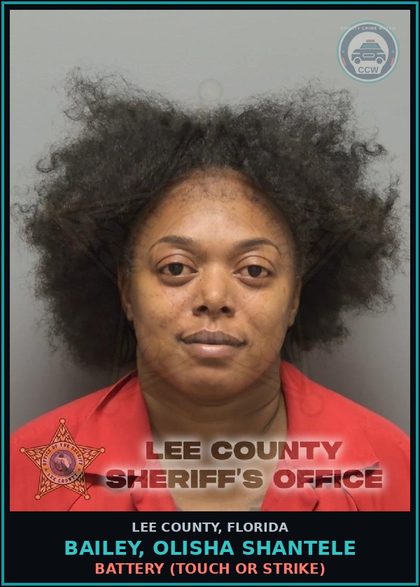 CCW arrest card for BAILEY, OLISHA SHANTELE in Lee County: BATTERY  (TOUCH OR STRIKE)