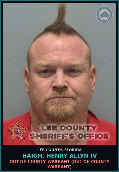 CCW arrest card for HAIGH, HENRY ALLYN IV in Lee County: OUT-OF-COUNTY WARRANT  (OUT-OF-COUNTY WARRANT)