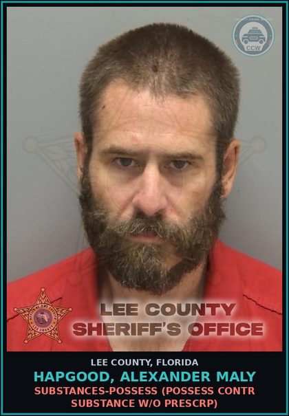 CCW arrest card for HAPGOOD, ALEXANDER MALY in Lee County: DRUGS-POSSESS  (POSSESS contr substance W/O PRESCRIPTION)