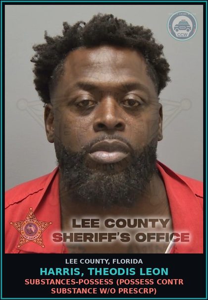 CCW arrest card for HARRIS, THEODIS LEON in Lee County: DRUGS-POSSESS  (POSSESS contr substance W/O PRESCRIPTION)