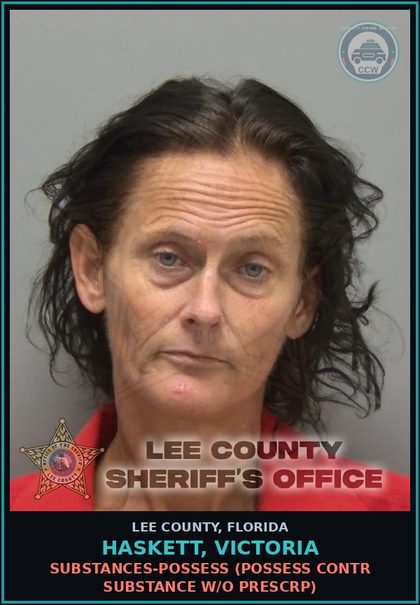 CCW arrest card for HASKETT, VICTORIA in Lee County: DRUGS-POSSESS  (POSSESS contr substance W/O PRESCRIPTION)