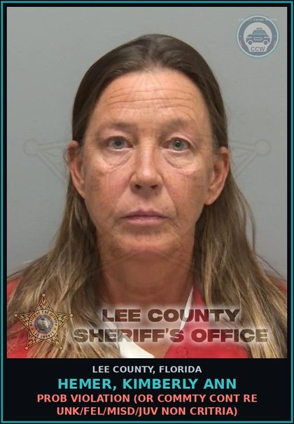 CCW arrest card for HEMER, KIMBERLY ANN in Lee County: PROB VIOLATION  (OR COMMTY CONT RE UNK/FEL/MISD/JUV NON CRITRIA)