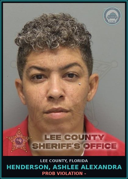 CCW arrest card for HENDERSON, ASHLEE ALEXANDRA in Lee County: PROB VIOLATION -