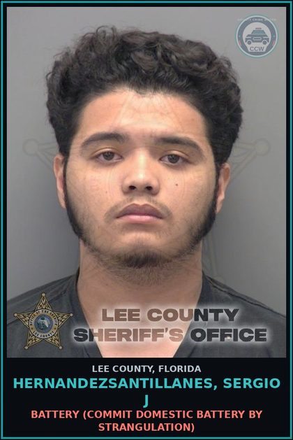 CCW arrest card for HERNANDEZSANTILLANES, SERGIO J in Lee County: BATTERY  (COMMIT DOMESTIC BATTERY BY STRANGULATION)