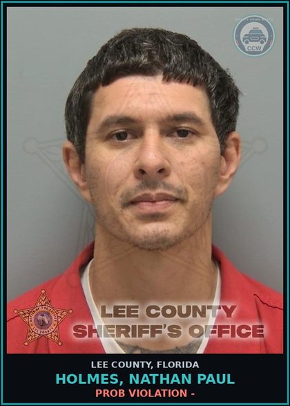 CCW arrest card for HOLMES, NATHAN PAUL in Lee County: PROB VIOLATION -