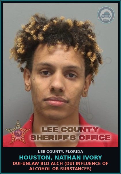 CCW arrest card for HOUSTON, NATHAN IVORY in Lee County: DUI-UNLAW BLD ALCH  (DUI INFLUENCE OF ALCOHOL OR DRUGS)