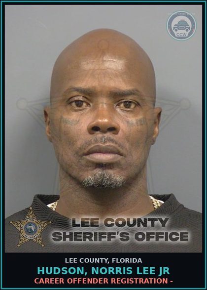 CCW arrest card for HUDSON, NORRIS LEE JR in Lee County: CAREER OFFENDER REGISTRATION -