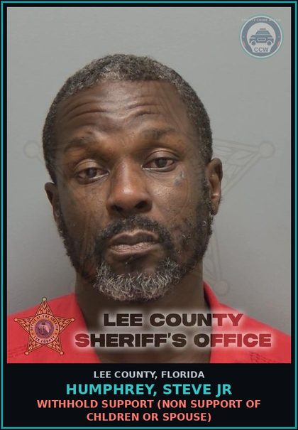 CCW arrest card for HUMPHREY, STEVE JR in Lee County: WITHHOLD SUPPORT  (NON SUPPORT OF CHILDREN OR SPOUSE)