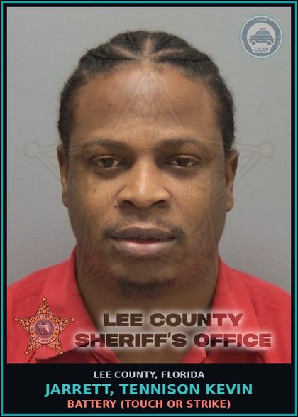 CCW arrest card for JARRETT, TENNISON KEVIN in Lee County: BATTERY  (TOUCH OR STRIKE)
