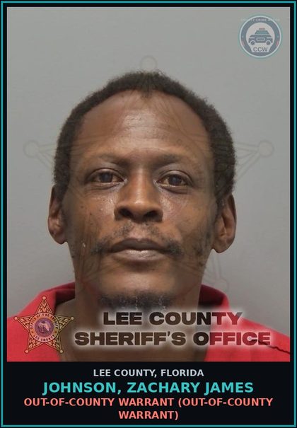 CCW arrest card for JOHNSON, ZACHARY JAMES in Lee County: OUT-OF-COUNTY WARRANT  (OUT-OF-COUNTY WARRANT)