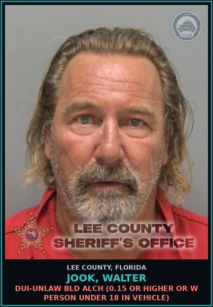 CCW arrest card for JOOK, WALTER in Lee County: DUI-UNLAW BLD ALCH  (0.15 OR HIGHER OR W PERSON UNDER 18 IN VEHICLE)