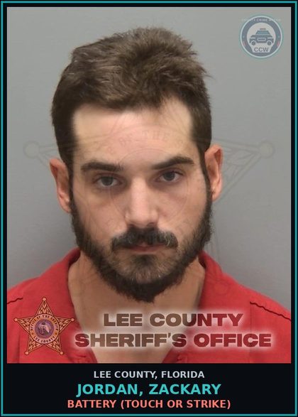 CCW arrest card for JORDAN, ZACKARY in Lee County: BATTERY  (TOUCH OR STRIKE)