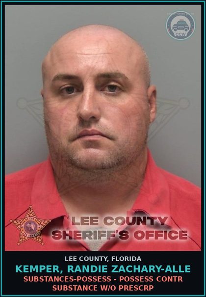 CCW arrest card for KEMPER, RANDIE ZACHARY-ALLE in Lee County: DRUGS-POSSESS - POSSESS contr substance W/O PRESCRIPTION