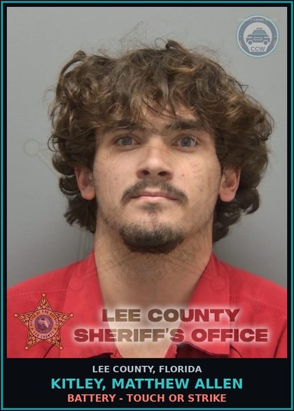 CCW arrest card for KITLEY, MATTHEW ALLEN in Lee County: BATTERY - TOUCH OR STRIKE