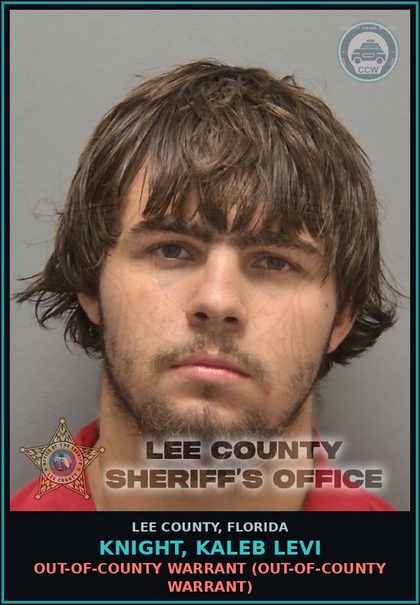CCW arrest card for KNIGHT, KALEB LEVI in Lee County: OUT-OF-COUNTY WARRANT  (OUT-OF-COUNTY WARRANT)