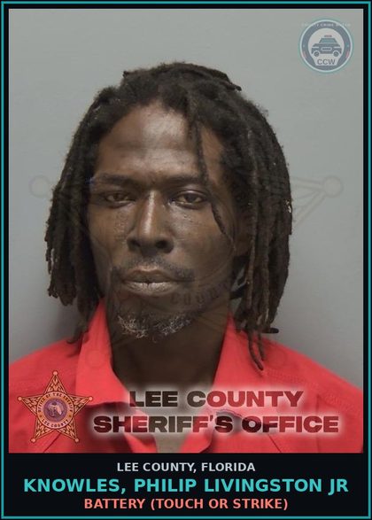 CCW arrest card for KNOWLES, PHILIP LIVINGSTON JR in Lee County: BATTERY  (TOUCH OR STRIKE)