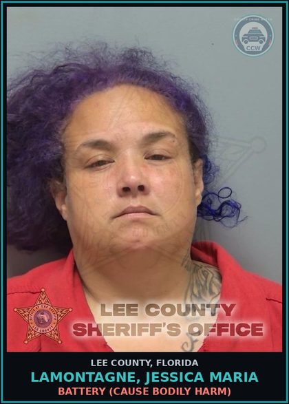 CCW arrest card for LAMONTAGNE, JESSICA MARIA in Lee County: BATTERY  (CAUSE BODILY HARM)