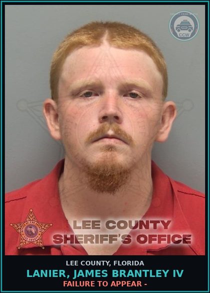 CCW arrest card for LANIER, JAMES BRANTLEY IV in Lee County: FAILURE TO APPEAR -