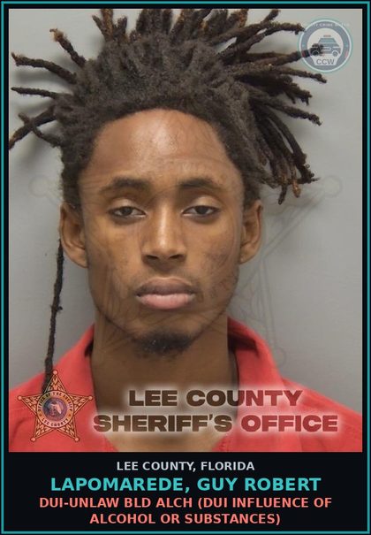 CCW arrest card for LAPOMAREDE, GUY ROBERT in Lee County: DUI-UNLAW BLD ALCH  (DUI INFLUENCE OF ALCOHOL OR DRUGS)
