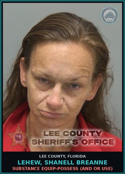 CCW arrest card for LEHEW, SHANELL BREANNE in Lee County: DRUG EQUIP-POSSESS  (AND OR USE)