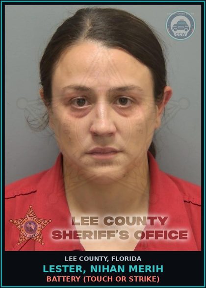 CCW arrest card for LESTER, NIHAN MERIH in Lee County: BATTERY  (TOUCH OR STRIKE)