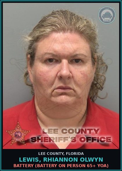 CCW arrest card for LEWIS, RHIANNON OLWYN in Lee County: BATTERY  (BATTERY ON PERSON 65+ YOA)