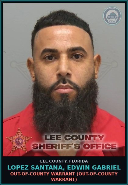 CCW arrest card for LOPEZ SANTANA, EDWIN GABRIEL in Lee County: OUT-OF-COUNTY WARRANT  (OUT-OF-COUNTY WARRANT)