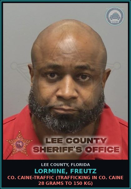 CCW arrest card for LORMINE, FREUTZ in Lee County: COCAINE-TRAFFIC  (TRAFFICKING IN COCAINE 28 GRAMS TO 150 KG)