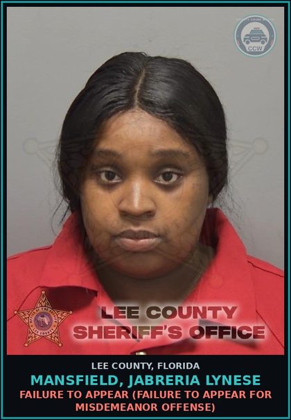 CCW arrest card for MANSFIELD, JABRERIA LYNESE in Lee County: FAILURE TO APPEAR  (FAILURE TO APPEAR FOR MISDEMEANOR OFFENSE)