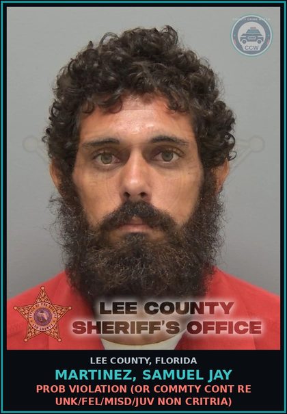 CCW arrest card for MARTINEZ, SAMUEL JAY in Lee County: PROB VIOLATION  (OR COMMTY CONT RE UNK/FEL/MISD/JUV NON CRITRIA)