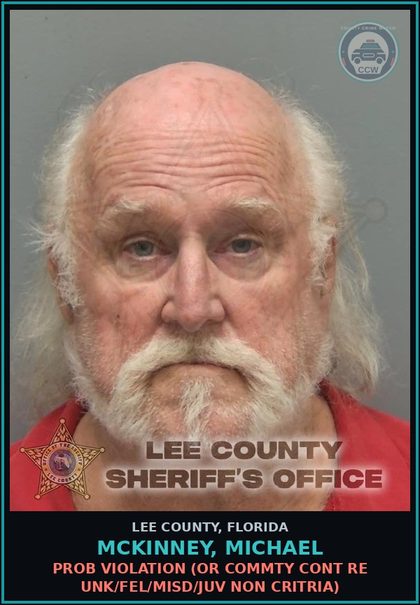 CCW arrest card for MCKINNEY, MICHAEL in Lee County: PROB VIOLATION  (OR COMMTY CONT RE UNK/FEL/MISD/JUV NON CRITRIA)