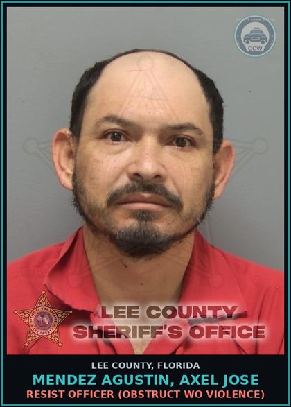 CCW arrest card for MENDEZ AGUSTIN, AXEL JOSE in Lee County: MOVING TRAFFIC VIOL  (OPERATE MOTOR VEHICLE W/O VALID LIC 1ST CONV)