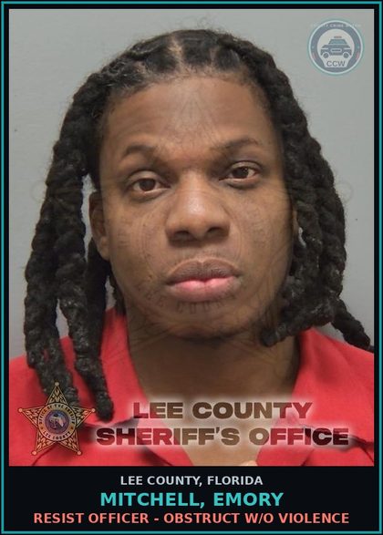 CCW arrest card for MITCHELL, EMORY in Lee County: RESIST OFFICER - OBSTRUCT W/O VIOLENCE