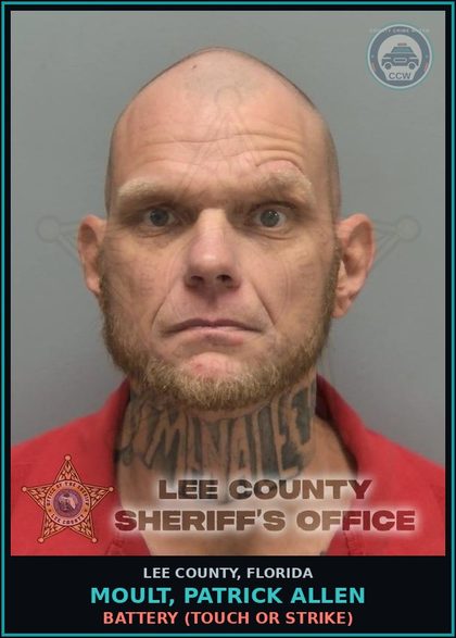 CCW arrest card for MOULT, PATRICK ALLEN in Lee County: BATTERY  (TOUCH OR STRIKE)