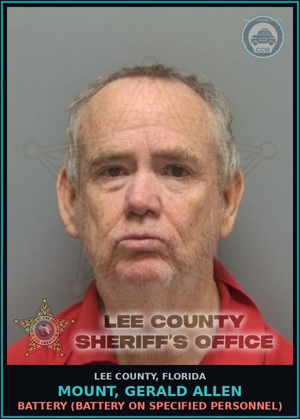 CCW arrest card for MOUNT, GERALD ALLEN in Lee County: BATTERY  (BATTERY ON SPECIFIED PERSONNEL)